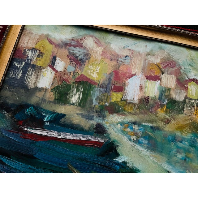 Abstract Mid Century Abstract Seascape Painting Vintage Mod For Sale - Image 3 of 8