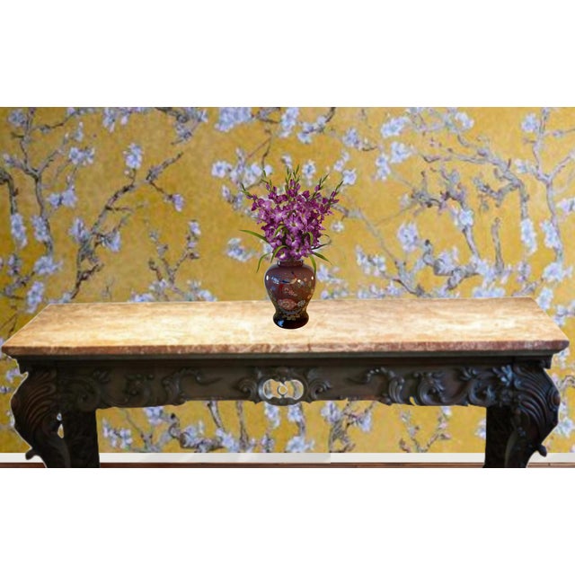 Murano Peacock Floral Purple Art Glass Vase For Sale - Image 16 of 18