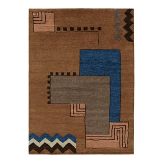Rug & Kilim’s French Art Deco Style Rug in Brown With Geometric Patterns For Sale