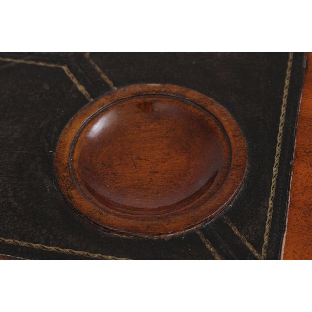 Brown Maitland Smith Leather Top Game Table For Sale - Image 8 of 18