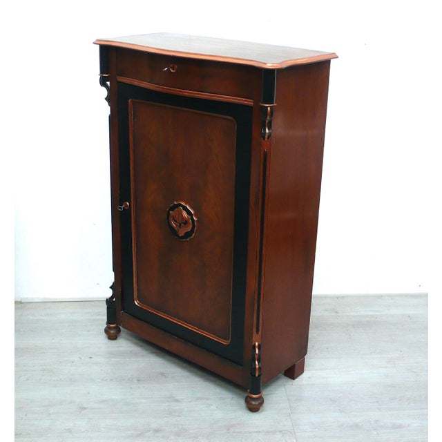 Edwardian Vertiko Tallboy Cabinet in Mahogany and Black, 1890s For Sale - Image 3 of 9