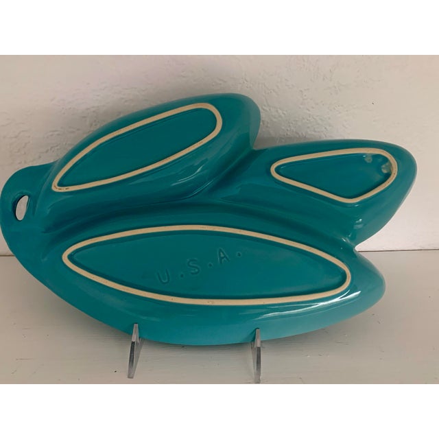 Mid 20th Century Mid-Century Modern California Pottery Aqua Divided Platter For Sale - Image 5 of 6