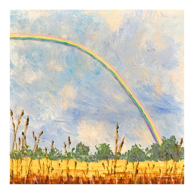 Follow Every Rainbow Original 6" X 6" Acrylic Painting Nature Theme Wall Art For Sale