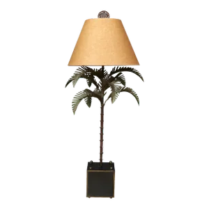 Vintage Patinated Petite Metal Palm Tree Lamp