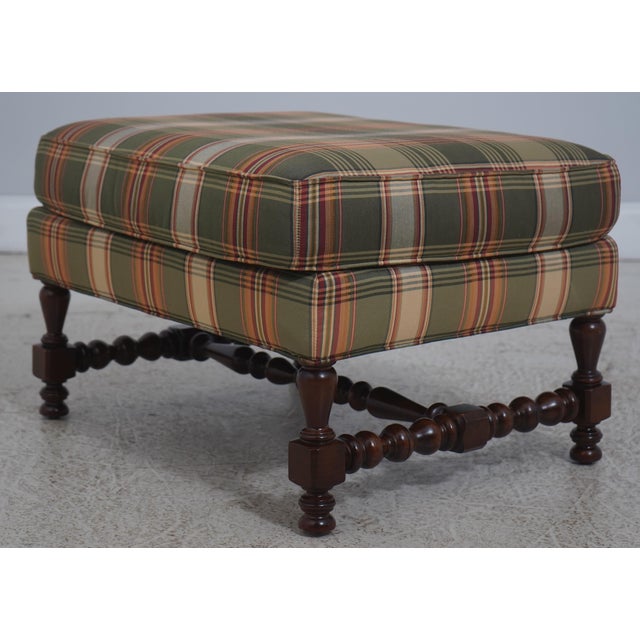 Southwood Plaid Upholstered Country Wing Chair & Ottoman For Sale - Image 13 of 18