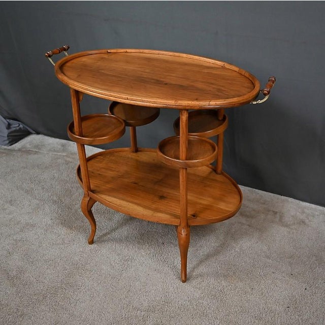 Wood Early 20th Century Walnut Serving Bar Cart For Sale - Image 7 of 13