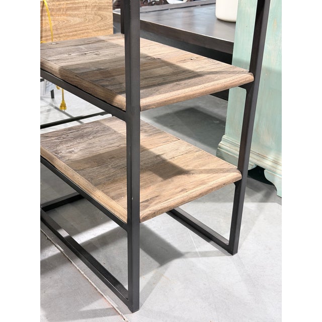 Restoration Hardware Restoration Hardware Fulton Reclaimed Elm Industrial Desk With Open Shelving For Sale - Image 4 of 6