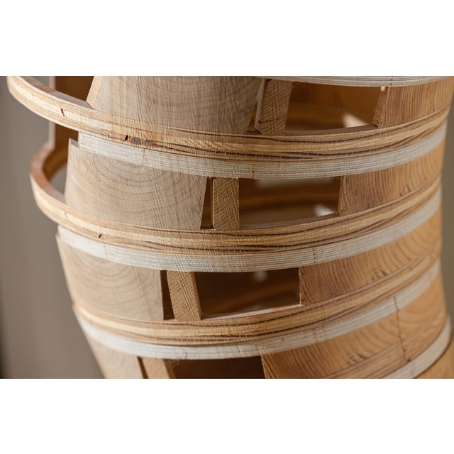 Tan Signed Large Scale David Zimmerman Studio Craft Sculptural 35" Wood Vessel, 2004 For Sale - Image 8 of 11