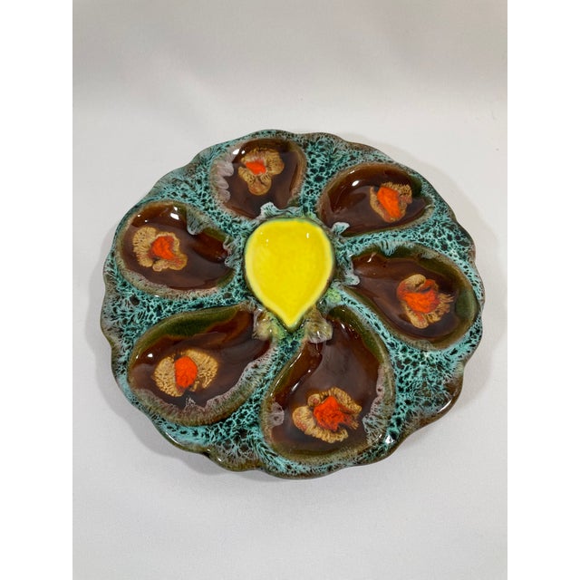 1950s 1950s French Vallauris Majolica Oyster Plate For Sale - Image 5 of 12
