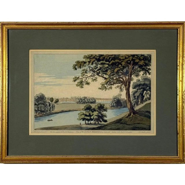 Antique 1793 Joseph Farington River Thames Hand-Colored Aquatint Walton Bridge Boydell For Sale - Image 12 of 13
