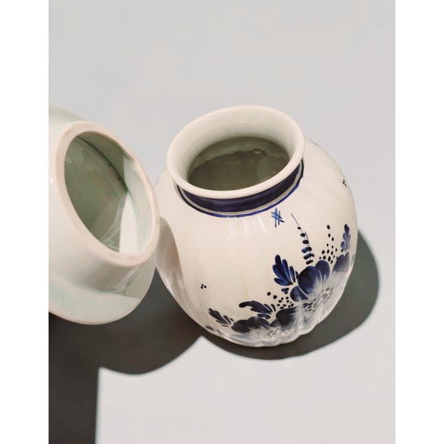 Antique Dutch Hand-Painted Delft Blue Lidded Vase, Holland, 1920s For Sale - Image 10 of 18
