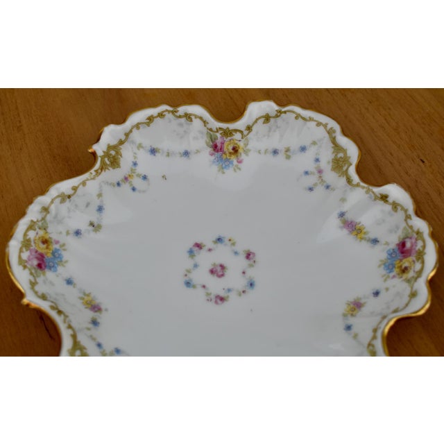 Antique Ahrenfeldt Limoges Plate Richard Briggs Boston Floral Gold Scalloped For Sale - Image 9 of 13