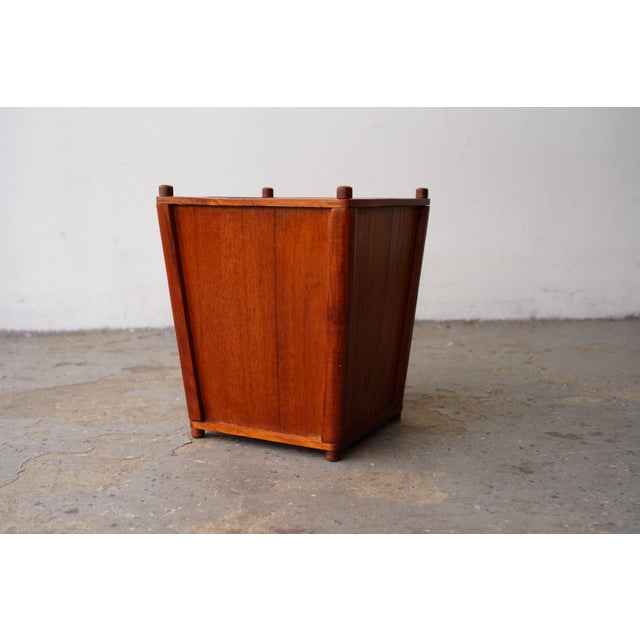 Vintage Danish Modern Wood Trash Can / Wastebasket (13” H) Beautiful Danish Modern wastebasket with clean tapered lines...