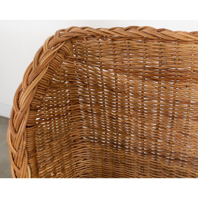 Pair of Organic Modern Woven Rattan Wicker Wingback Headboards For Sale - Image 10 of 17