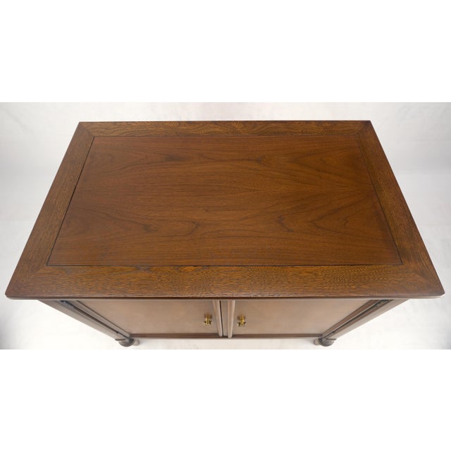 Late 20th Century Turned Legs Two Doors Fitted Drawers Diamond Inlay Brass Hardware Bachelor Chest For Sale - Image 5 of 15