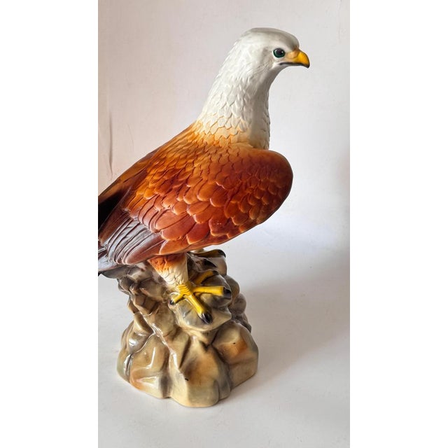 French Hand-Painted Ceramic Eagle Sculpture, 1970s For Sale - Image 12 of 16
