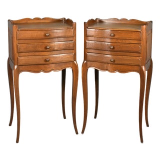 Vintage French Oak Bedside Tables, 1950s, Set of 2 For Sale