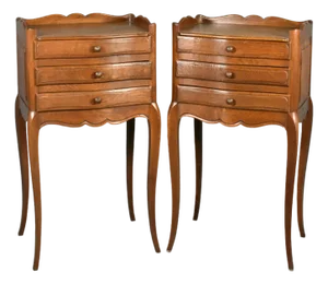 Vintage French Oak Bedside Tables, 1950s, Set of 2