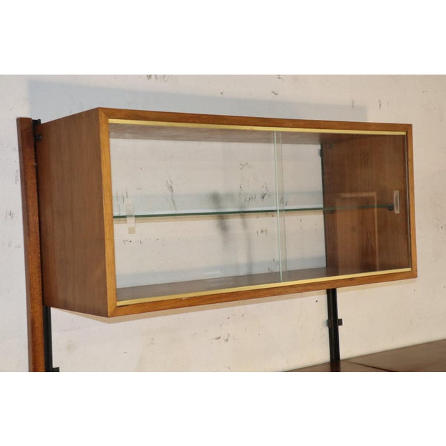 Modular Wall-Mounted Bookcase in Teak and Brass, 1960s For Sale - Image 14 of 18