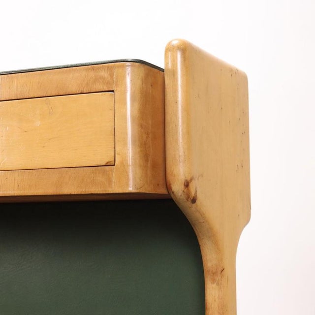 Vintage Console Table in Beech and Leatherette, 1950s For Sale - Image 4 of 10