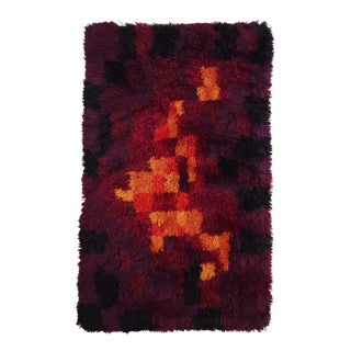 Mid-Century Modern Handmade Rya Rug in Wool, Denmark, 1970s For Sale