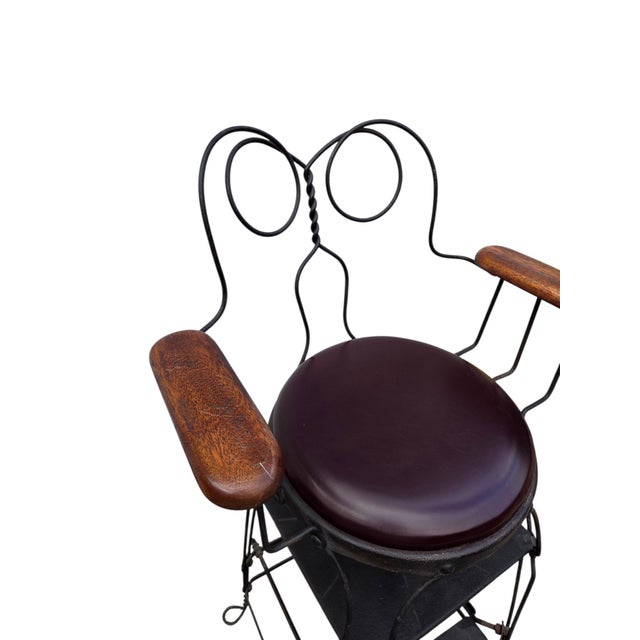 Antique Shoeshine Barbers Chair Twisted Wrought Iron Ice Cream Parlor Armchair For Sale - Image 14 of 18