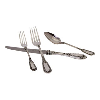 1990s Hand-Crafted 4-Piece Place Setting Sterling Silver Flatware, Beaugency by Souche-Lapparra For Sale