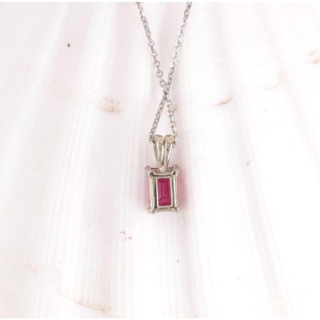 Red Red Ruby Pendant in Solid 14k Gold, Emerald Cut 6x4mm - Solitaire Pendant For Sale - Image 8 of 8
