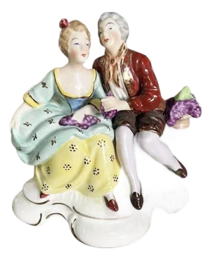 Victorian Dresden Hand Painted Porcelain Courting Couple Figurine - Germany