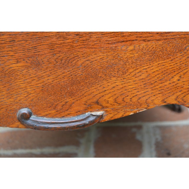 Antique English Oak Wood Commode Potty Chamber Pot Cupboard W/ Cushioned Top For Sale - Image 14 of 16