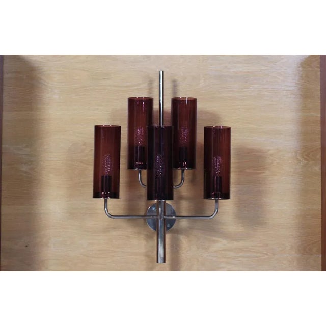 Metal Purple Light V-169/5 Glasses Wall Scone by Hans-Agne Jakobsson for Hans-Agne Jakobsson Ab Markaryd, Sweden, 1960s For Sale - Image 7 of 7