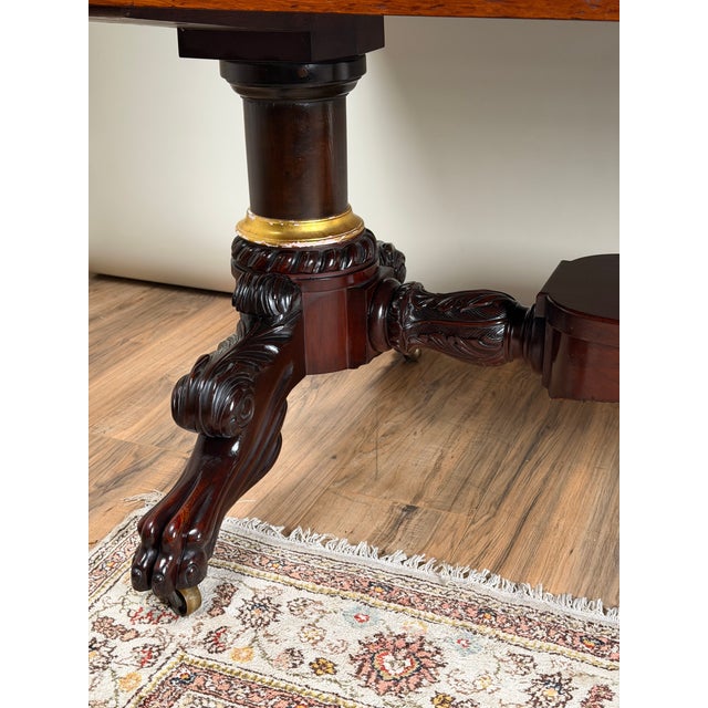 New York Classical Revival Carved Mahogany Double-Pedestal Library Table, Labeled Ernest F. Hagen, Circa 1890–1925 For Sale - Image 9 of 13