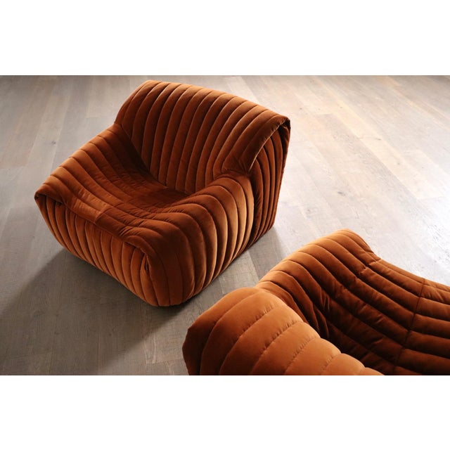 Stunning pair of original sandra lounge chairs by annie hieronimus for cinna, a division of ligne roset, france 1970s....