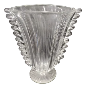 Vintage Transparent Murano Glass Vase from Barovier and Toso, 1930s
