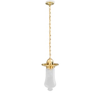 Art Deco Brass Pendant with Glass Shade, Vienna, 1920s For Sale