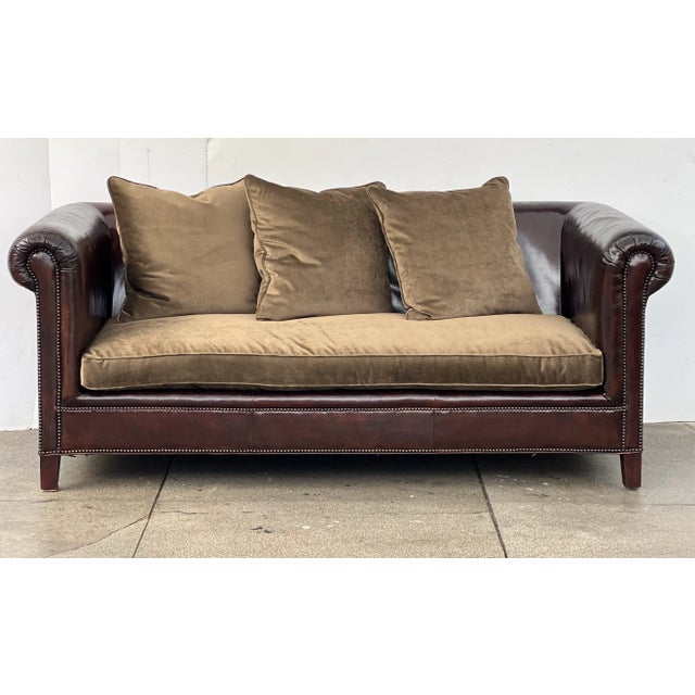 Ralph Lauren Brompton 3-Seat Vintage Dark Mahogany Leather Sofa. For Sale In Los Angeles - Image 6 of 11