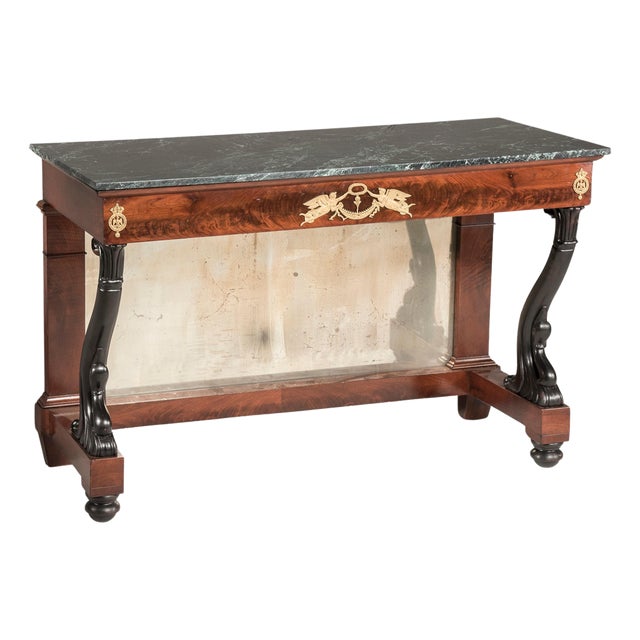 Empire Console Table with Marble Top For Sale