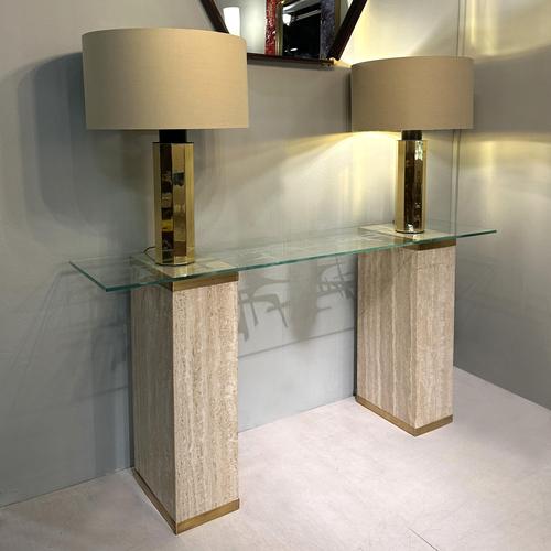 Mid-Century Modern Console Table with Engraved Abstract Expressionist Glass Top, 1960s For Sale - Image 3 of 17