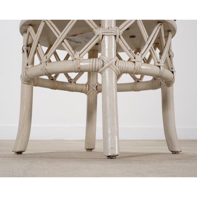 20th Century Round Rattan Swivel Ottoman Stool by Ficks Reed For Sale - Image 13 of 18