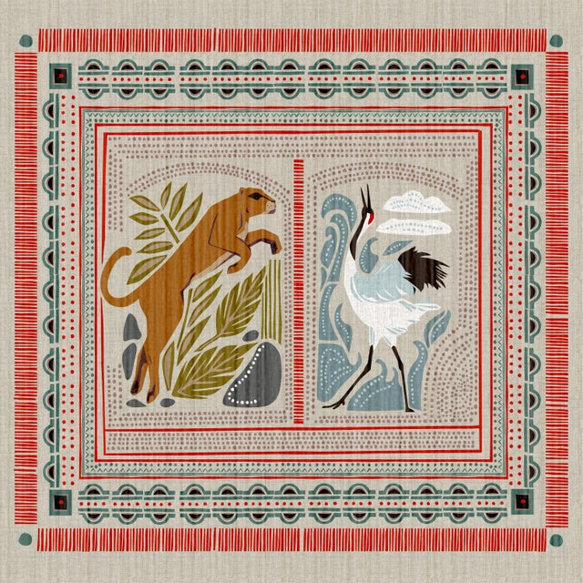 Spritely Home Cube Ottoman in Fauna Multi For Sale - Image 4 of 6