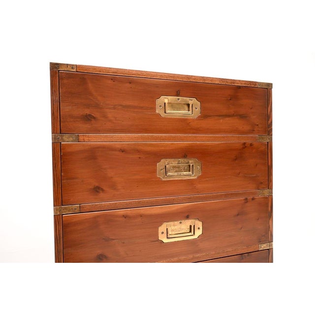 Antique Military Campaign Yew Wood Chest of Drawers, 1930s For Sale - Image 9 of 11