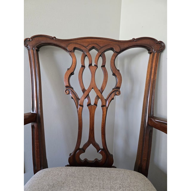 Kindel Furniture Set of 8 Kindel Chippendale Solid Mahogany Dining Chairs (Fully Restored) For Sale - Image 4 of 9