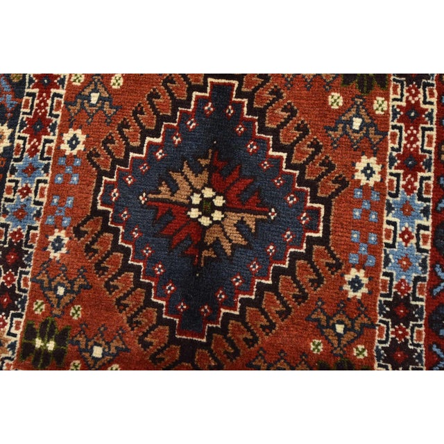 Blue Yalameh Rug 5' X 6'6'' Multicolor Wool Vintage Tribal Hand-Knotted Carpet For Sale - Image 8 of 12