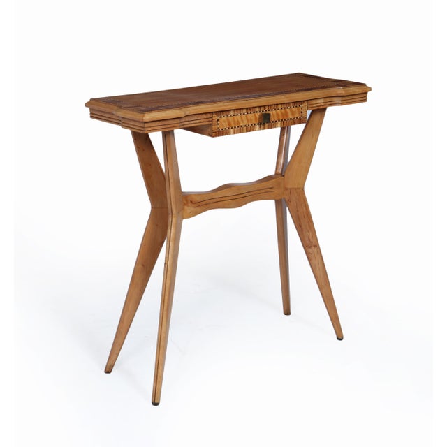 Mid-Century Italian Console Table in Chestnut and Zebrano, 1950 For Sale - Image 4 of 18