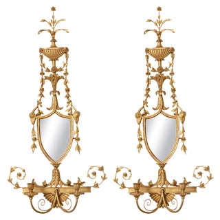 19th C. Giltwood Mirrored Sconces - a Pair For Sale