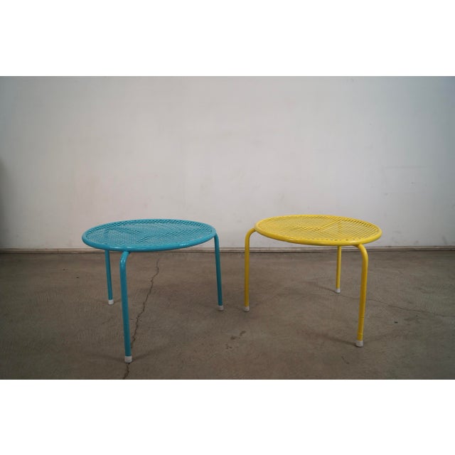 Metal 1950’s Mid-Century Modern Patio Stackable Side Tables - A Pair For Sale - Image 7 of 12