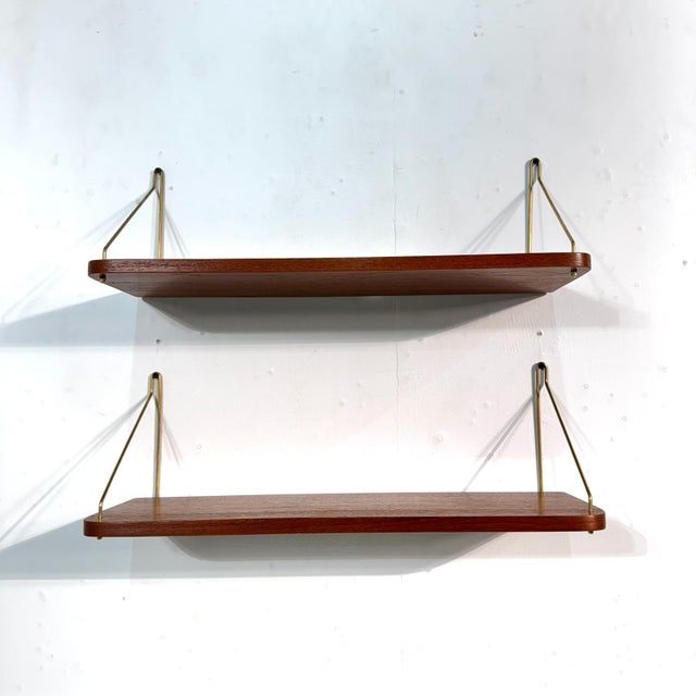 Vintage Danish Floating Shelves, 1960s, Set of 2 For Sale - Image 6 of 12