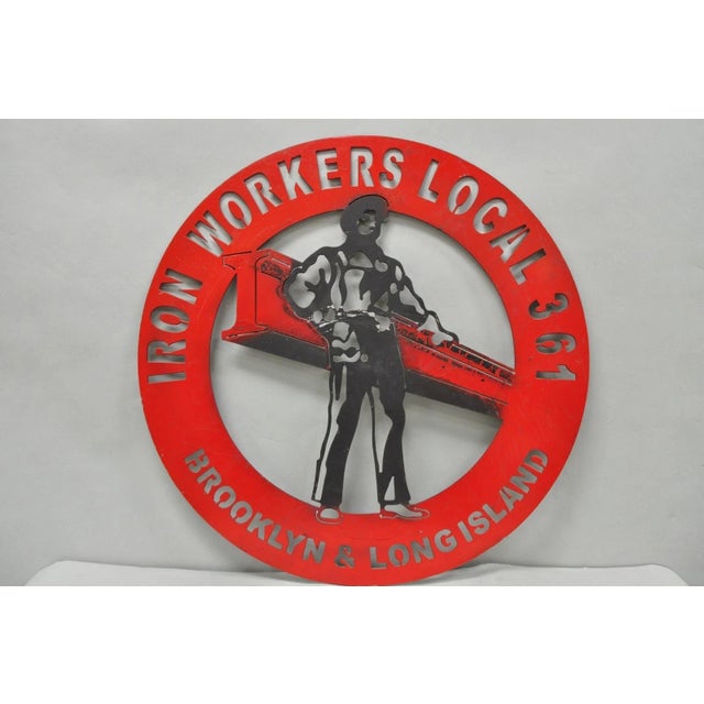 Iron Workers 361 Brooklyn & Long Island Hanging Wall Steel Black Metal Plaque For Sale - Image 12 of 12
