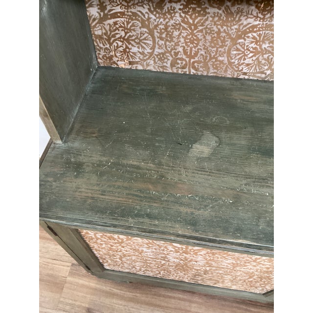 Wood Late 20th Century Rustic European Style Painted Wood Hutch Cabinet With Decorative Panels For Sale - Image 7 of 17