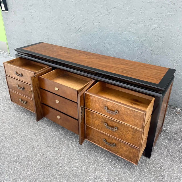 Chinoiserie Mid Century Chinoiserie Burlwood Dresser by Century Furniture For Sale - Image 3 of 11